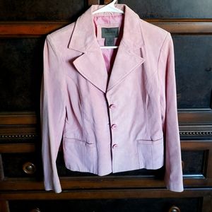 Pink leather suede jacket